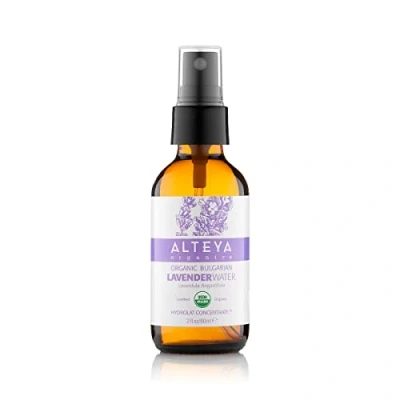 Abbildung von Alteya Bio Lavendelwasser Spray in Glasflasche 60ml 100% USDA zertifiziert Authentisch Rein natürlich Blütenwasser, Direktverkauf vom Lavendelanbauer Organics