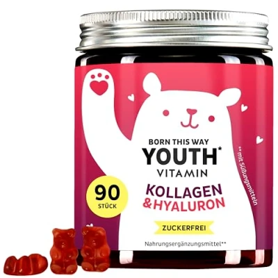Abbildung von Kollagen &amp; Hyaluron Gummibären zuckerfrei Hochkonzentrierter Anti Aging Komplex mit Kollagen, Hyaluron, Coenzym Q10, Antioxidantien (90St)