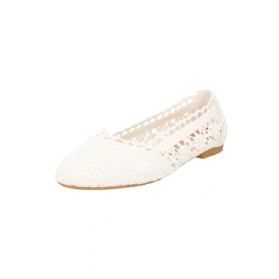 Abbildung von Elara Damen Ballerinas Bequem Slip On Spitze Chunkyrayan 1128 1 White 38