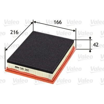 Abbildung von VALEO 585260 Luftfilter 42 166 216 Filtereinsatz mit Vorfilter FORD: FIESTA 5, Fusion Estate, MINI: Hatchback, Convertible, MAZDA: 2 Hatchback