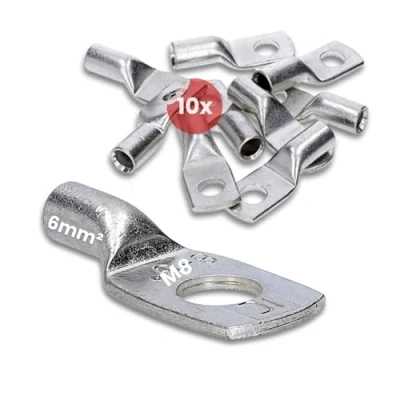 Abbildung von 10 Stück Kalitec HR6 8 Handelsübliche Rohrkabelschuhe 6mm² M8 I ohne Sichtloch Made in Germany