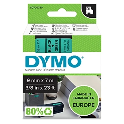 Abbildung von DYMO Original D1 Etikettenband schwarz auf grün 9 mm x 7 m selbstklebendes Schriftband für LabelManager Beschriftungsgerät