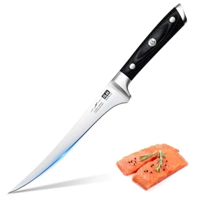 Abbildung von SHAN ZU Filetiermesser, Filitiermesser Scharf 18cm, Deutscher Edelstahl Fischfiliermesser mit Ergonomischer Griff Lachsmesser Fischmesser Exquisiter Geschenkverpackung