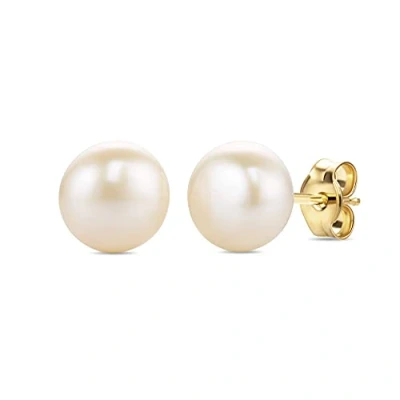 Abbildung von Orovi Damen Goldschmuck/Ohrschmuck, Bouton Perlenohrringe Ohrstecker mit Süßwasserperlen 7 mm aus 9 Karat (375) Gelbgold