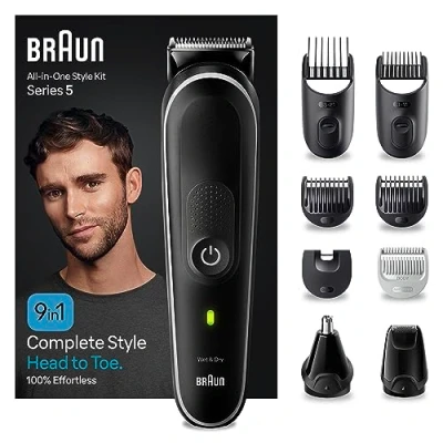 Abbildung von Braun All In One Bartpflege Bodygroomer Set, Barttrimmer / Bartschneider, Trimmer/Haarschneider Herren, Haarschneidemaschine, wiederaufladbar, 100 Min. kabellose Laufzeit, MGK5410