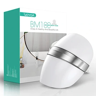 Abbildung von VOYOR LED lichttherapie maske professionelle masken beauty photonenmaske Aknebehandlung/Faltenglättung/Fotoverjüngung für die Hautpflege Kabelloses USB wiederaufladbares 3 farbiges Rot/Blau/Lila BM100