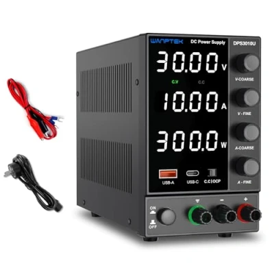 Abbildung von WANPTEK POWER Labornetzteil 30V 10A, Labornetzgerät mit OCP Schutz/USB A/Type C Schnellladeanschluss, Variables DC Regelbares Netzgerät 4 Stellige LED Anzeige Gebereinstellknopf