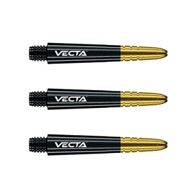 Abbildung von WINMAU Vecta Schwarz mit Gold kurz Dartschäfte (Schäfte) 1 Set pro Packung (insgesamt 3 Schäfte)