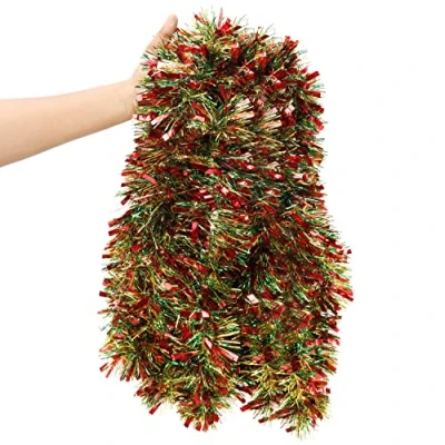 Abbildung von Belle Vous Rot, Grün &amp; Gold Lametta Tannenbaum Glitzer Girlande Weihnachten 10 Meter zum Aufhängen Weihnachts für Innen / Außenbereich, Weihnachtsfeier Dekorationen Festivals