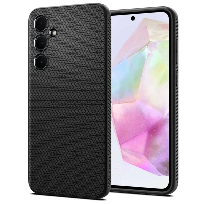 Abbildung von Samsung Galaxy A35 Hülle Silikon Spigen Backcover/Soft Case Handyhülle Schwarz Shockproof/Stoßfest