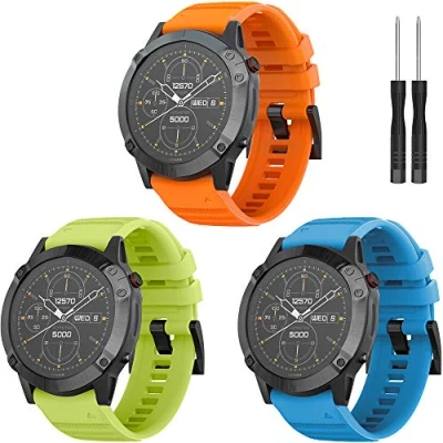 Abbildung von TOPsic Armband Kompatibel mit Fenix 6X/Fenix 6X Pro/Fenix 5X /5X Plus/Fenix 7X/Fenix 7X Solar/Fenix /Fenix Sapphire 3/3 HR, 26mm Breite Silikon Estrazarmband Quick Release Uhrenbänder