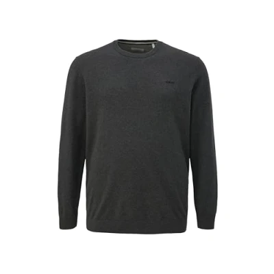 Abbildung von s.Oliver MIT LOGO Stickerei Strickpullover, Herren, Größe: 3XL, Dunkelgrau