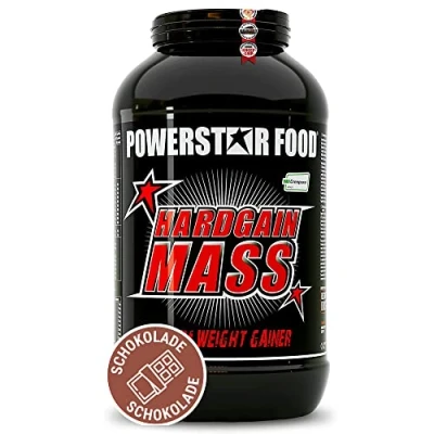 Abbildung von Powerstar HARDGAIN Mass 3600g WEIGHT Gainer mit Kreatin &amp; ohne Zucker Zusatz Masse, Kraft schneller Muskelaufbau Deutsche Herstellung Shake zum Zunehmen Chocolate