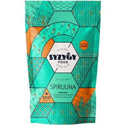 Abbildung von SYZYGY FOOD Zertifizierte BIO Spirulina 300 Tabletten mit je 500mg Maximale Reinheit 99% DETOX Vegan Pflanzliches Protein Sättigend Appetitkontrolle Eisen Mineralien