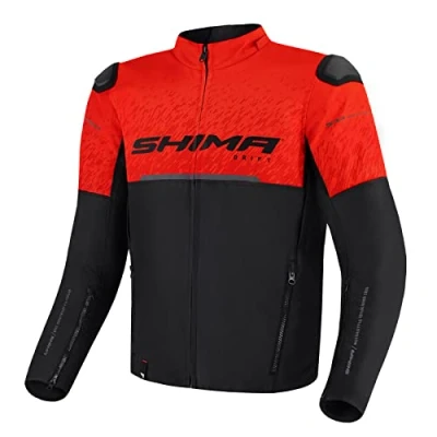 Abbildung von SHIMA DRIFT Motorradjacke Herren Leichte, Atmungsaktive Sommer Mesh Motorcycle Stadt Textiljacke Männer mit CE Schulter Ellbogen und Rückenprotektoren, Breitenverstellung (Rot, M)