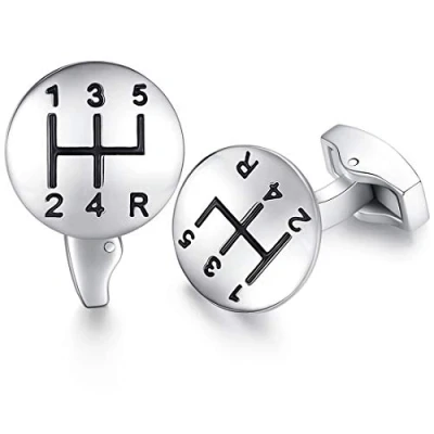 Abbildung von HONEY BEAR Herren Manschettenknöpfe Hochzeit Cufflinks Brennstoffmesser Form Manschettenknopf Silber Edelstahl,MEHRWEG