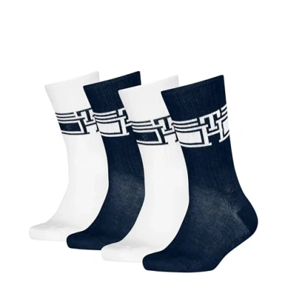 Abbildung von Tommy Hilfiger KIDS SOCK Sport Monogram Unisex 4 PACK Socken für Kinder, Größe: 27 30, Navy