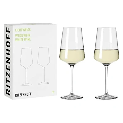 Abbildung von RITZENHOFF 6111006 Weißweinglas 400 ml Serie Lichtweiss 2 Stück im Geschenk Set stilvoll modern Made in Germany