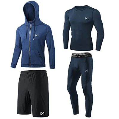 Abbildung von MEETYOO Kompressionsshirt Herren, Leggings Sport Laufhose Funktionsshirt Männer Jacke Kompressionshose Funktionswäsche für Running Gym Fitness