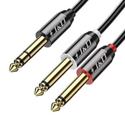 Abbildung von J&amp;D 6.35mm Mono Audio Kabel, Gold Plated 2 x (1/4 Zoll) TS Kabel mit Zink Alloy Gehäuse und Nylon Braid für Laptop, Heimkino Geräte, Verstärker die meisten Telefon, 1.8m