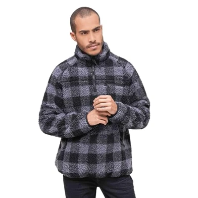 Abbildung von Brandit Teddyfleece Troyer, Farbe: Black/Grey, Größe: 3XL