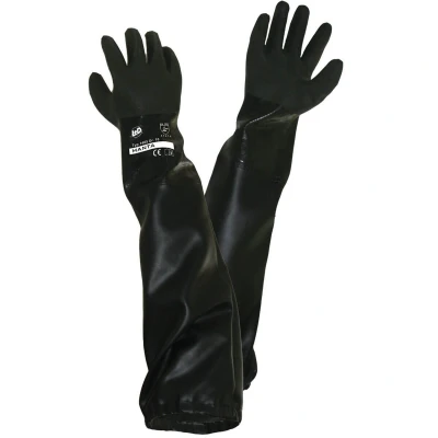 Abbildung von L+D 1485 DA Gummihandschuhe schwarz Baumwolle, PVC