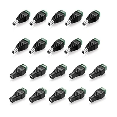 Abbildung von Niedervolt Adapter Set (10x Terminalblock 2 polig auf DC Hohlbuchse + 10x Hohlstecker), 5,5x2,1mm, schwarz