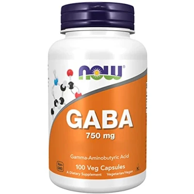 Abbildung von Now Foods, GABA (Gamma Aminobuttersäure), 750mg, hochdosiert, 100 vegane Kapseln, Laborgeprüft, Sojafrei, Glutenfrei, Ohne Gentechnik