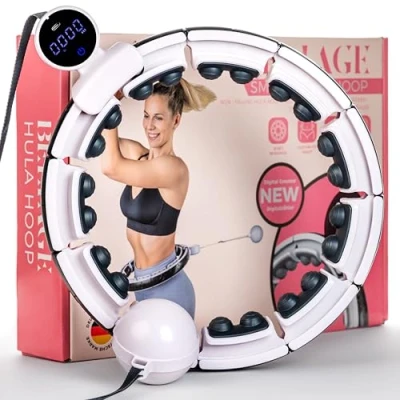 Abbildung von Bellage Smart Hula Hoop Reifen Erwachsene mit Gewicht Kugel Ball und Zähler Hullahub zum Abnehmen Hoola Kinder