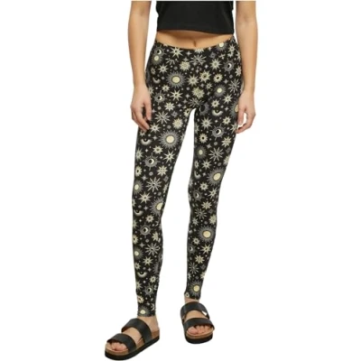 Abbildung von Urban Classics SOFT AOP Leggings Hosen, Damen, Größe: XS, Blacksun