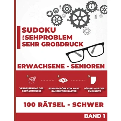 Abbildung von Sudoku sehr Großdruck für Sehprobleme Erwachsene Senioren: 100 Rätsel SCHWER Großdruckausgaben (48Pt) Angepasst an schwere ... Geschenkidee Großeltern, Opa und Oma
