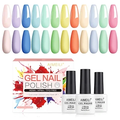 Abbildung von AIMEILI Gel Nagellack UV LED Gellack Farben Set 12 pcs 8ml Soak Off Nägel Farbgel Kit 9