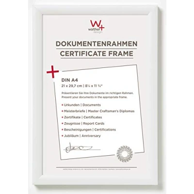 Abbildung von walther design Bilderrahmen weiss 21 x 29,7 cm (DIN A4) Trendstyle Kunststoffrahmen KP130W