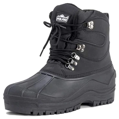 Abbildung von Polar Herren Short Nylon Mit Overlay Netz Ente Wasserdicht Sole Schnüren Winter Schnee Stiefel Schwarz UK7/EU41 YC0439