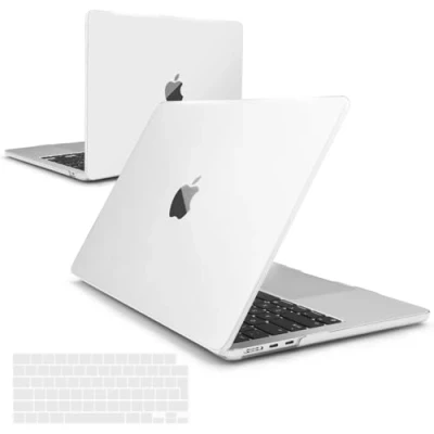 Abbildung von iNeseon Hülle Kompatibel mit 2022 2024 MacBook Air 13,6 M3 M2 A3113 A2681, Kunststoff Slim Schutzhülle Hartschale Case + Tastaturschutz für 13.6, Kristallklar