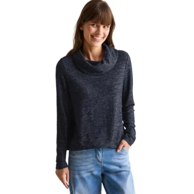 Abbildung von CECIL Damen B322615 Kuscheliges Melange Shirt, Universal Blue Melange, M EU