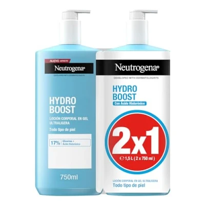 Abbildung von Neutrogena Hydro Boost Gel Lotion Ultraleicht (2 x 750 ml), erfrischende Feuchtigkeitscreme für den Körper mit Glycerin und Hyaluronsäure alle Hauttypen