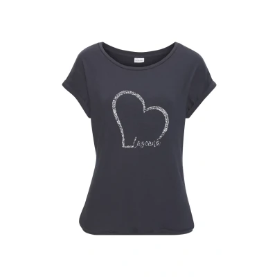 Abbildung von Lascana Kurzarmshirt »mit Herz Print«, aus weichem Viskose Stretch