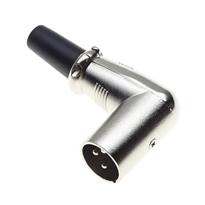 Abbildung von abgewinkelter 3 poliger XLR Stecker, 90 Grad, schwarz männlicher Audio Mikrofon DMX Stecker Klinkenstecker, nickelbeschichteter Adapter, Kabelmontage