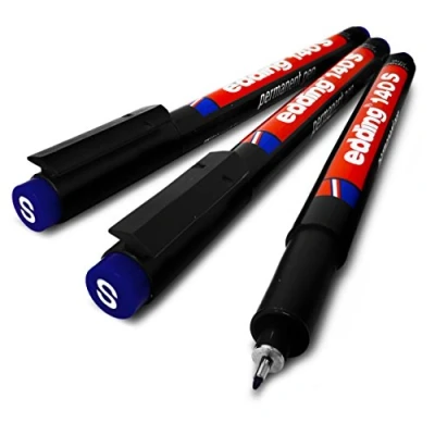 Abbildung von Edding 140S Permanent Stift, superfeine 0,3 mm Spitze, Blau, 3 Stück
