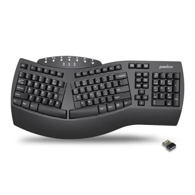 Abbildung von Perixx PERIBOARD 612 Wireless Ergonomic Split Keyboard with Dual Mode 2.4G and Bluetooth Feature, Compatible Windows 10 Mac OS X System, Black, QWERTY US Layout