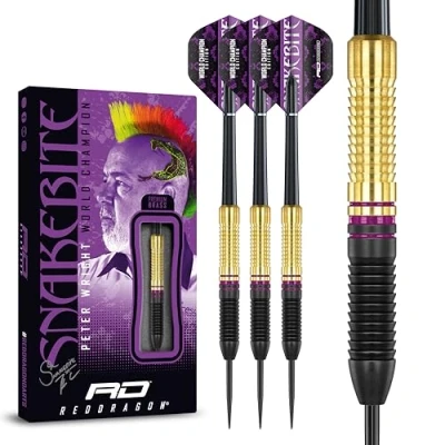 Abbildung von RED DRAGON Peter Wright Snakebite World Champion 2020 Darts Set 21 Gramm Brass Steeltip Dartpfeile