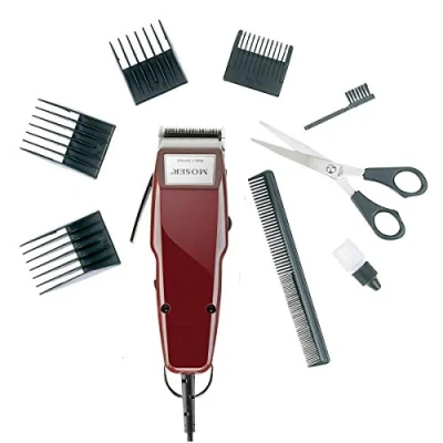Abbildung von Moser 1400 Haarschneider für Männer, clipper, mit Kabel, Zubehör, 5 arretierbaren Positionen (0,7 bis 3 mm), vier Führungskämme 1er Pack