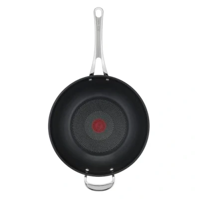 Abbildung von Tefal Jamie Oliver by Cook&#039;s Classics Wokpfanne Induktion 28 cm, Antihaftversiegelung, Thermo Signal bei idealer Brattemperatur, für alle Herdarten geeignet, genieteter Griff, Edelstahl, E3068835