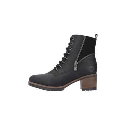 Abbildung von Rieker Damen Schnürstiefeletten 77520, Frauen Stiefeletten,Booties,halbstiefel,Kurzstiefel,uebergangsschuhe,schwarz (00),40 EU / 6.5 UK