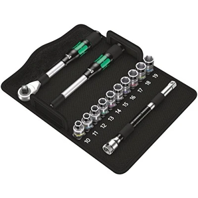Abbildung von Wera 05004090001 8006 SC 1 Zyklop Hybrid Knarrensatz, 1/2&quot; Antrieb, metrisch, 13 teilig, Schwarz, Grün, Stück