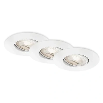 Abbildung von BRILONER 3er Set LED Einbaustrahler 230V, Strahler Badezimmer IP65, Deckenstrahler stufenlos dimmbar, Spots, Deckenspots, Badezimmerlampe, Weiß, 90x42 mm (DxH)