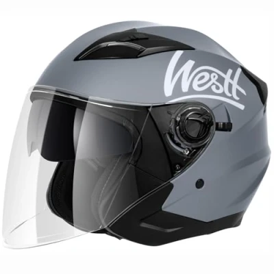 Abbildung von Westt Jethelm mit Visier und Sonnenblende Motorradhelm Herren Damen Rollerhelm Mopedhelm Mofa Chopper Helm Motorrad Halbhelm Open Face Pilotenhelm ECE DOT Zertifiziert