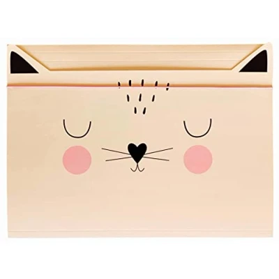 Abbildung von Sammelmappe A5 Gummizug Zeichenmappe für Kinder aus Starkem Karton Soft Touch Innen und Außen Bedruckt Lustige Form Katze