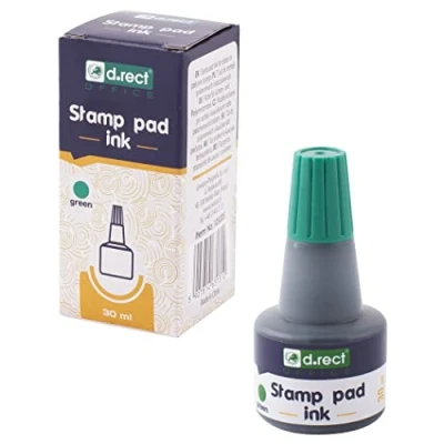 Abbildung von D.RECT Stempelfarbe zum Nachfüllen für alle Gängigen Stempelkissen Wasserbasierende Grün 30ml 12 Stück